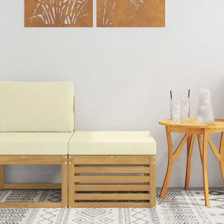vidaXL Outdoor-Fußhocker Massivholz Akazie Whitewash und Creme 901489