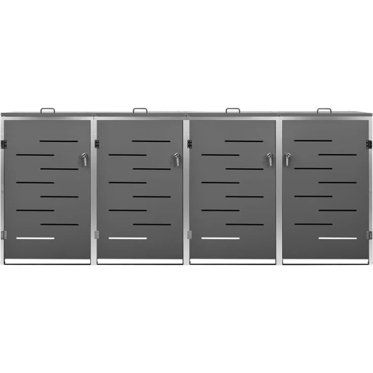 vidaXL Mülltonnenbox für 4 Tonnen 276,5x77,5x115,5 cm Edelstahl 149557 – Bild 4