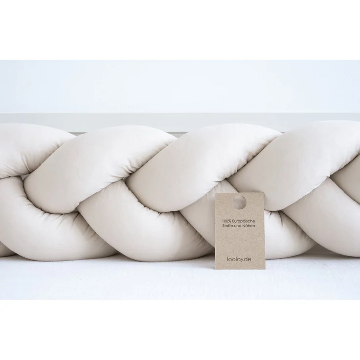 Loolay Nestchenschlange Geflochtenes Kissen Zierkissen Dekokissen Bettumrandung 100% BEIGE, (Zugluftstopper Zugluft Schlange Wickeltischumrandung Babybett Kinderzimmer Schutz, Wohndeko Bettschlange 100 150 200 300 400 cm & Länge auf Anfrage), Zugluftst... – Bild 2