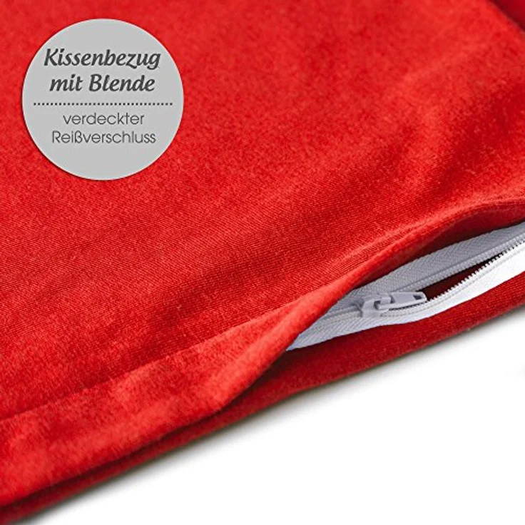 aqua-textil Classic Line Baumwoll Kissenbezug 2er-Set 50x80 rubinrot e Kissen Bezug Reißverschluss Jersey Kissenhülle – Bild 5