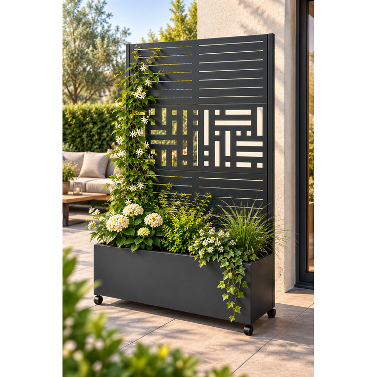 Pflanzkübel mit Rankgitter „Verdea“ – dekorativer Sichtschutz für Garten & Terrasse – Bild 2