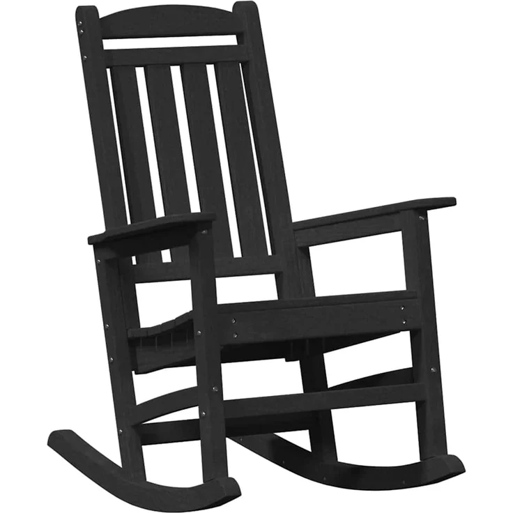 vidaXL Schaukelstuhl für den Garten Schwarz 92 x 70 x 108cm HDPE 42006615 – Bild 1