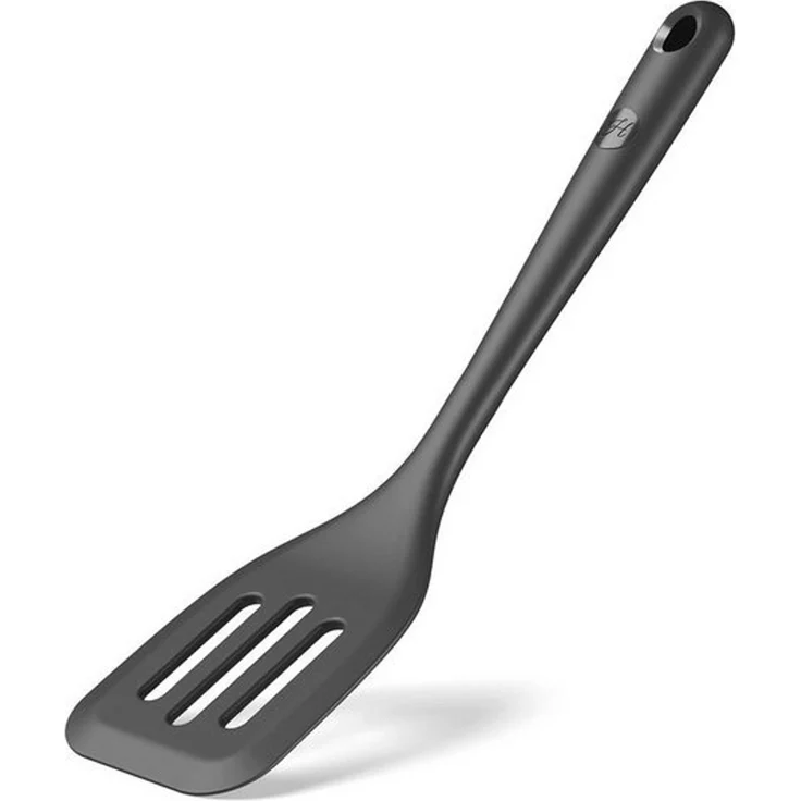 Hoffmann Germany Pfannenwender Küchenhelfer Silikon Edelstahl 30 cm anthrazit, Edelstahlkern, Schlitze, 200°C, spülmaschinenfest – Bild 4