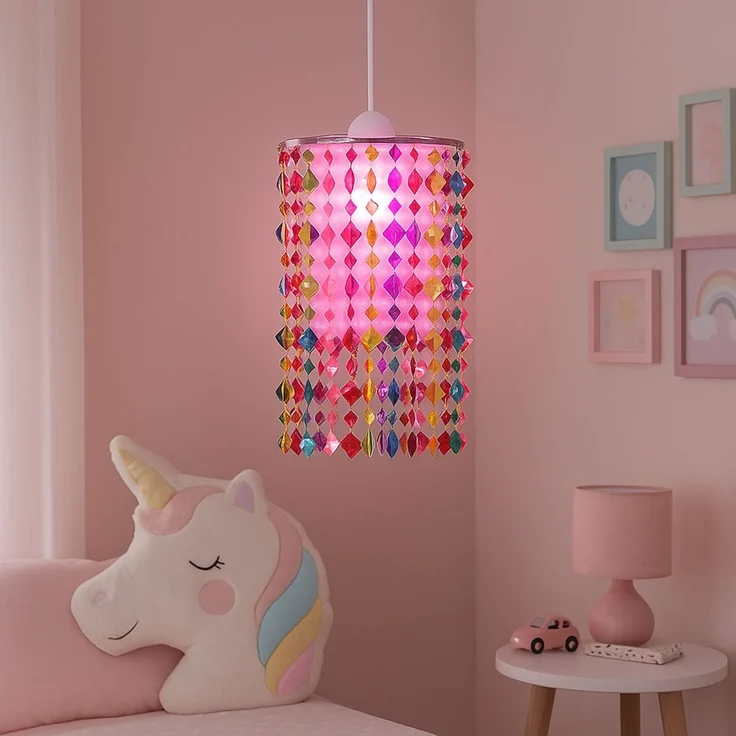 RGB LED Hängeleuchte, Kristalle bunt , App-/Sprachsteuerung – Bild 4