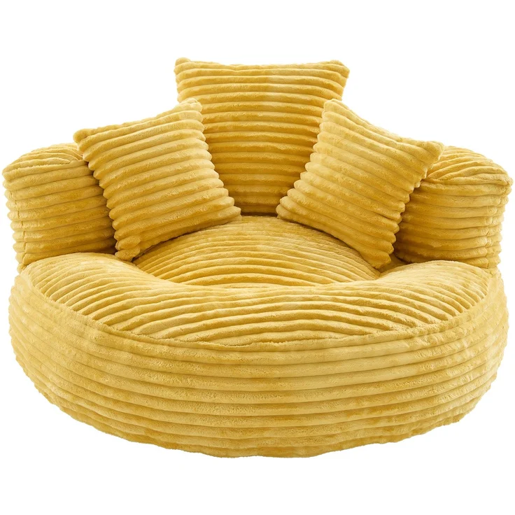 DESVIAE Sitzsack mit hoher Rückenlehne 108x52x108 cm aus Cord, senfgelb – Bild 8