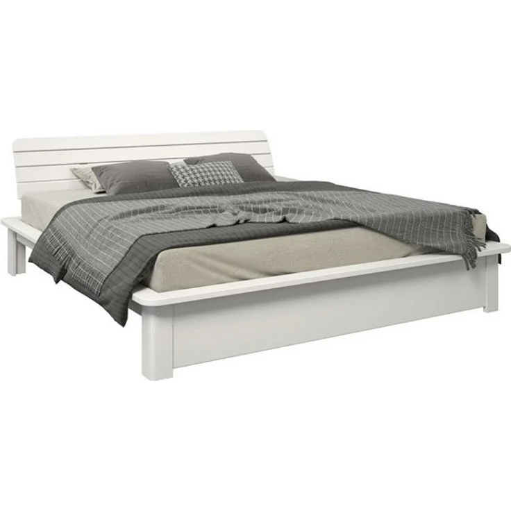 Home affaire Massivholzbett Antri, Futonbett, ergonomisch geformtes Kopfteil, stilvolles Design, Rahmen zur Ablage von Smartphone, mit Lattenrost, Bettkasten optional – Bild 4