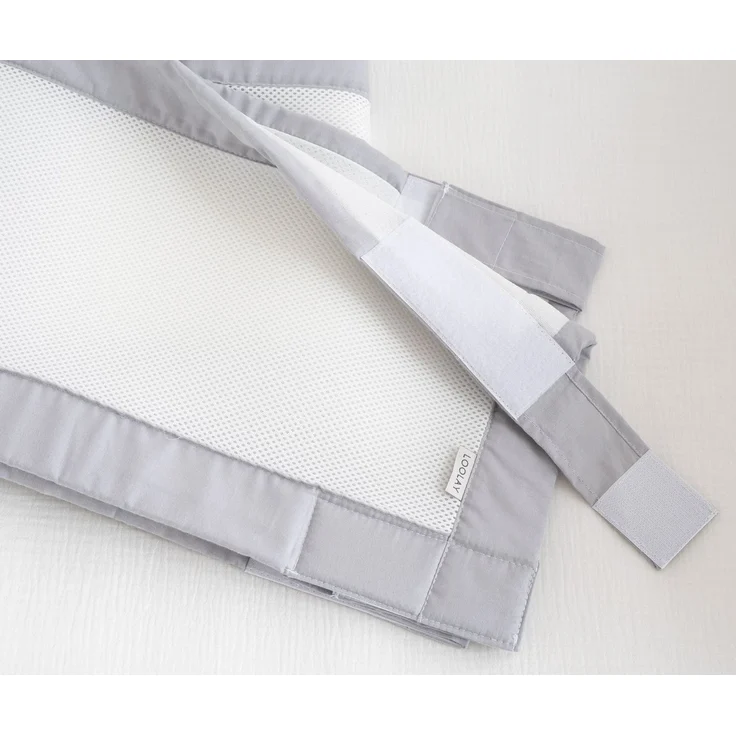Loolay Babybett Bettumrandung Mesh atmungsaktiv 120x60/140x70 cm für Gitterbett, 2-tlg. Set 5 mm Netzstoff Schutz Klettverschluss europäische Stoffe – Bild 1