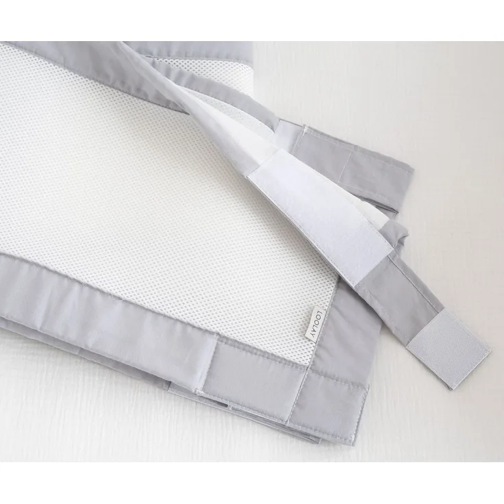 Loolay Babybett Bettumrandung Mesh atmungsaktiv 120x60/140x70 cm für Gitterbett, 2-tlg. Set 5 mm Netzstoff Schutz Klettverschluss europäische Stoffe