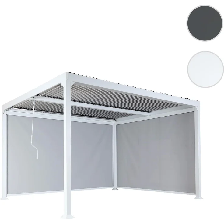 Mendler 'HWC-L41' Pergola mit 2 Seitenwände, Metall weiß, 3x3,7 m – Bild 10