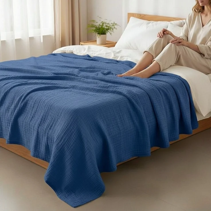 Wohndecke Musselin Decke, JASLIFE, Sommerdecke,100% Baumwolle – Bild 2