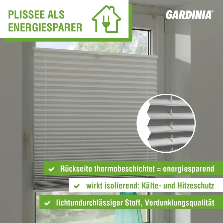 GARDINIA Solo Dachfenster-Plissee ohne Bohren, Mit Saugnäpfen, Blickdichtes Falt-Rollo, Inkl. aller Montage-Teile, Weiß, 95,3x100 cm – Bild 11