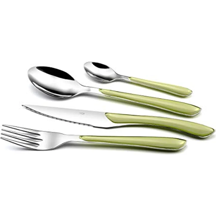 Amefa ECLAT Besteckset, 24-teilig, Besteck Set 6 Personen, Kunststoff Griffe in Pastellgrün, Spülmaschinenfest, Besteck aus rostfreiem Edelstahl – Bild 3