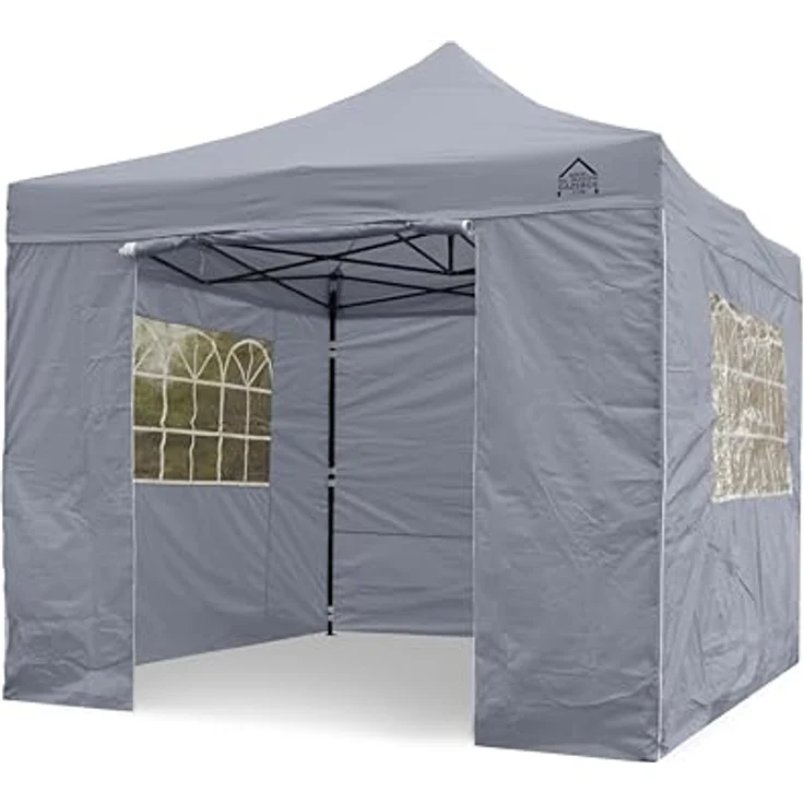 All Seasons Gazebos 3x3 m vollständig wasserdichtes Faltpavillon mit 4 Seitenteilen - Metallisch Grau – Bild 2