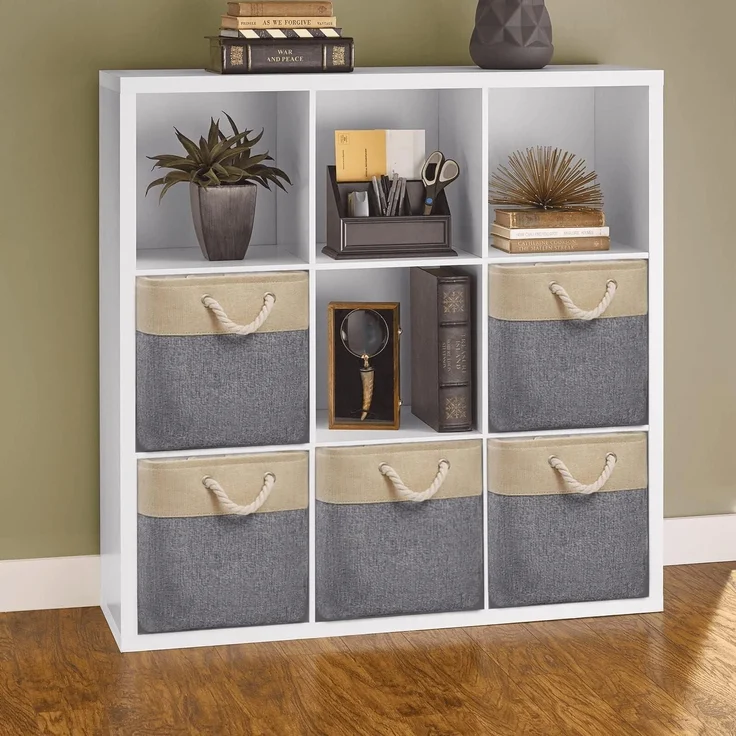 Aufbewahrungsbox Stoff 33x38x33cm Schrank Regal 4 Pack Grau Beige – Bild 2