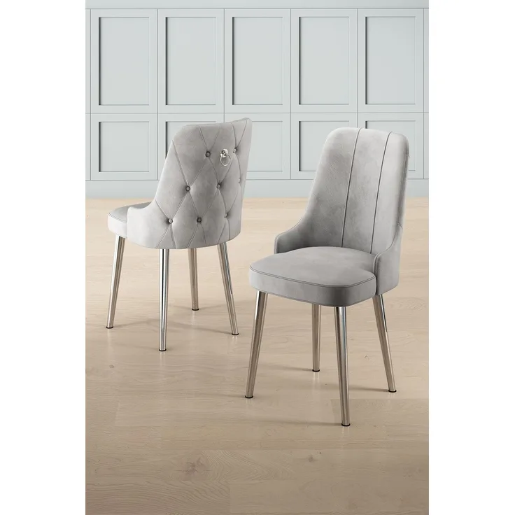 Skye Decor 'Newa - Grey, Chrome' Stuhlset (2-teilig), Grau / Chrom, 46 x 94 x 46 cm