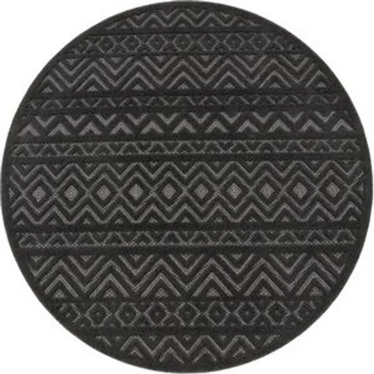 Paco Home Teppich Livorno 673, rund, Höhe: 14 mm, Uni-Farben, Scandi, Rauten Muster, Hoch-Tief Effekt, Outdoor geeignet – Bild 4