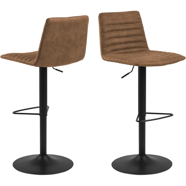 Set 2x Kimmy Barhocker Braun schwarz Barstuhl Barstühle Barmöbel Tresenstühle