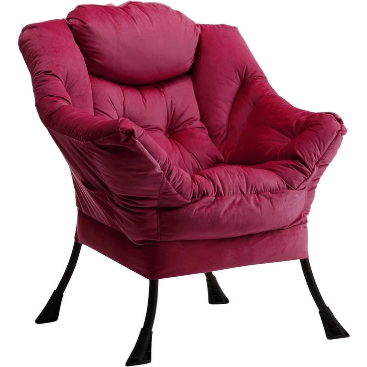 Sessel Ohrensessel Relaxsessel Lesesessel Samt Armlehnen Rot – Bild 1