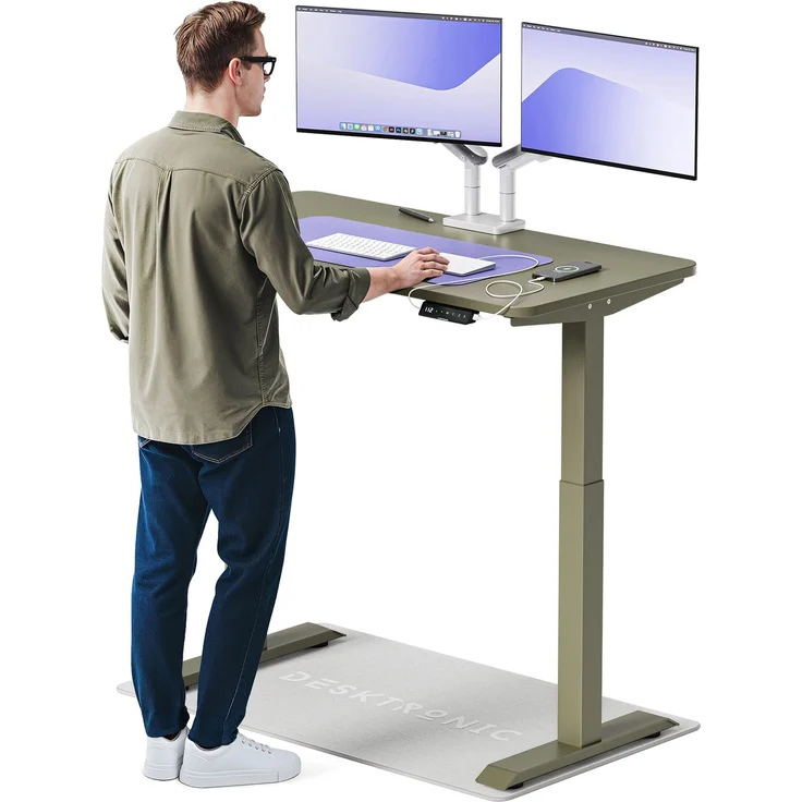 Desktronic HomeOne Elektrisch höhenverstellbarer Schreibtisch 120x60cm Grün/Grün mit Memory-Funktion, Anti-Kollisions Technologie, USB-A und USB-C-Ladeanschlüssen – Bild 1