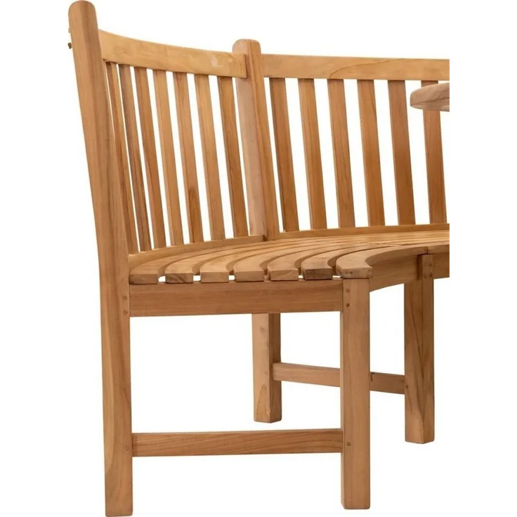 Lesli Living Gartenbank Gartenbank Bank rund Teak-Holz 200 x 53 x 92 cm – Bild 3