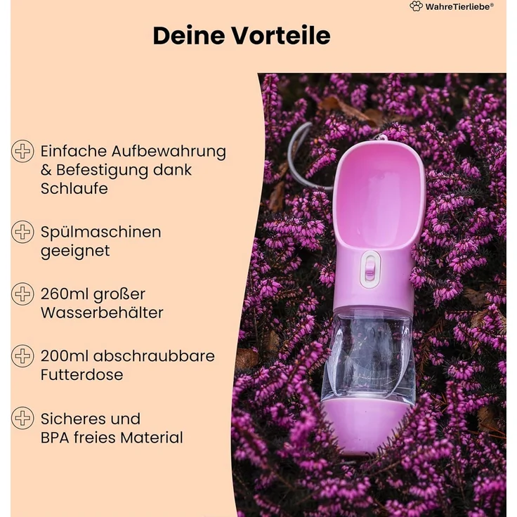 Wahre Tierliebe Trinkflasche inkl. Futterbehälter, BPA Frei, Das Original – Bild 6