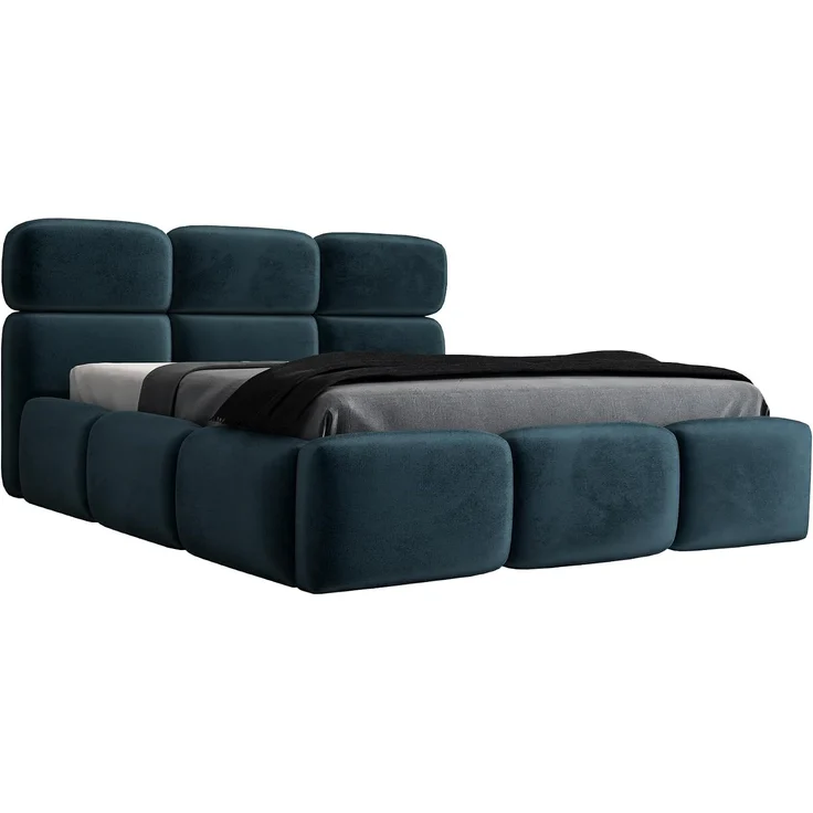 Polsterbett MAROKO 140x200 ohne Matratze mit Bettkasten und Lattenrost. Farbe: Azur 12 – Bild 1