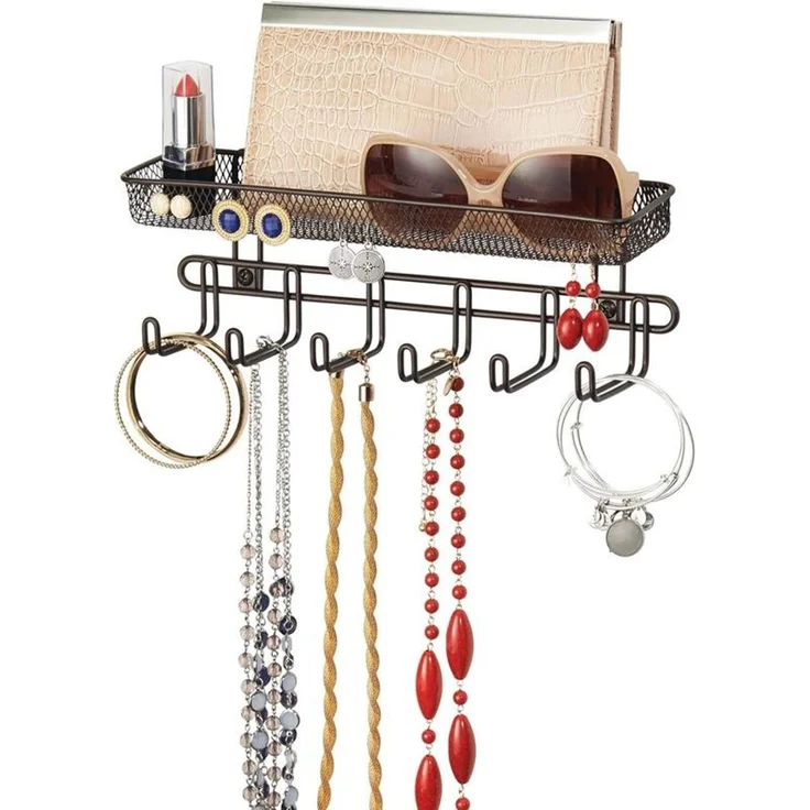 Schmuckaufbewahrung Wand bronze Schmuckhalter Organizer Haken Fächer mDesign – Bild 6