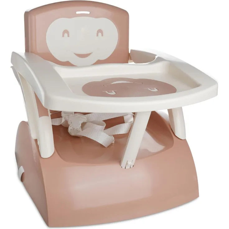 THERMOBABY Chair Booster - puderrosa | Sitzerhöhung mit abnehmbarem Tablett und 3-Punkt-Gurtsystem, erweiterbar zum Kindersessel. Ab 6 Monaten bis 15 kg.