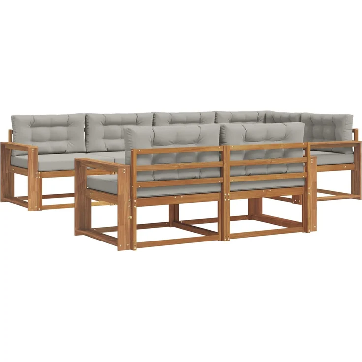 vidaXL Outdoor-Sofagarnitur 8 stk. 7-Sitzer Natur und Hellgrau 3367724 – Bild 2