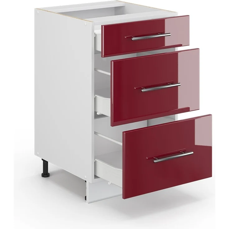 Badschrank Fame-Line Bordeaux Hochglanz 50 x 82 cm ohne Arbeitsplatte Vicco – Bild 2