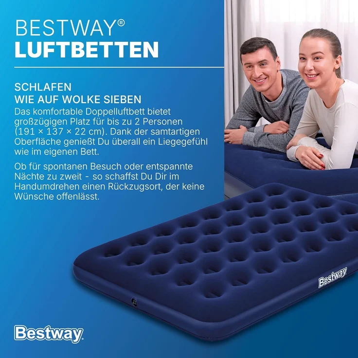 Doppelluftbett mit externer Elektropumpe 191 x 137 x 22 cm – Bild 5