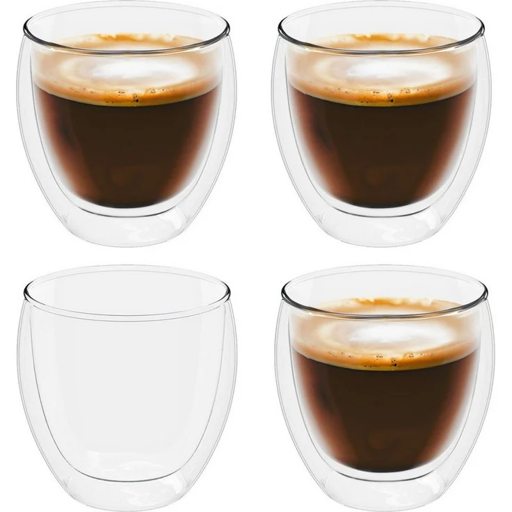 Intirilife Espressoglas 4x Espressoglas Kaffeeglas Teeglas Thermoglas Dekoglas 80 ml, 4-tlg, Glas, 4x Espressoglas doppelwandig Kaffeeglas Teeglas Thermoglas Gläser – Bild 1