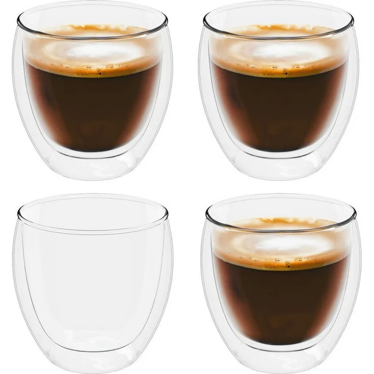 Intirilife Espressoglas 4x Espressoglas Kaffeeglas Teeglas Thermoglas Dekoglas 80 ml, 4-tlg, Glas, 4x Espressoglas doppelwandig Kaffeeglas Teeglas Thermoglas Gläser