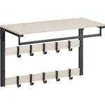 VASAGLE Wandgarderobe, mit Ablage, Wandregal mit 10 abnehmbaren Haken, Hängeregal, Wandmontage, 2 Garderobenleisten, Kleiderstange, für Flur, Schlafzimmer, Badezimmer, vintageweiß-schwarz LCRDE101W03
