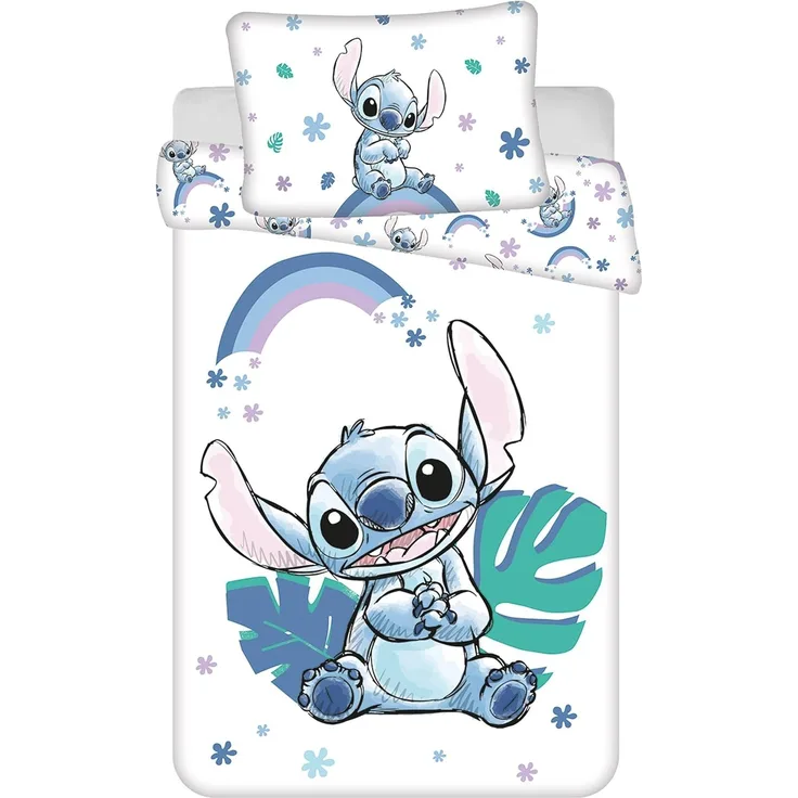 Sarcia. eu Kinderbettwäsche DISNEY Stitch Bettwäsche 100x135cm, 100% Baumwolle, Reißverschluss
