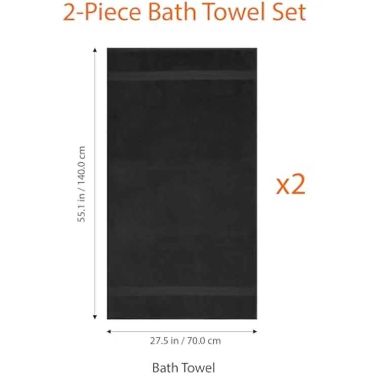 Amazon Basics Badetuch Set, 100 % Baumwolle, 70 x 140 cm, 2 Stück, maschinenwaschbar, saugfähig – Bild 5