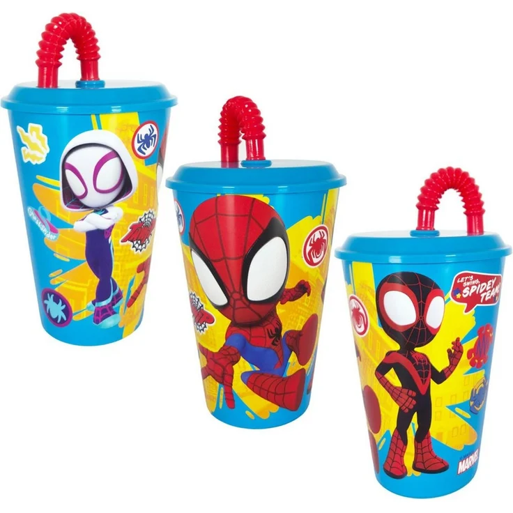 MARVEL Kinderbecher Marvel Spiderman Spidey Gwen Miles Kinder Trinkbecher 430 ml – Bild 1