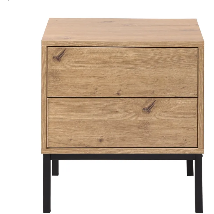 Casâme Nachttisch mit 2 Schubladen, Eichenoptik, Höhe 50 cm - LENNY - Eiche