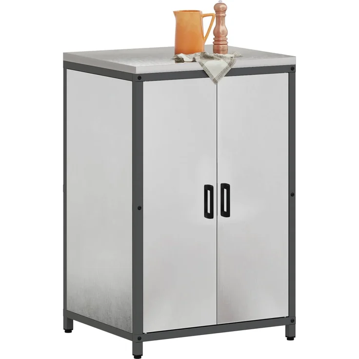 vidaXL Küchenaufbewahrung mit Regal Silber 60 x 50 x 92 cm Stahl 874993 – Bild 2