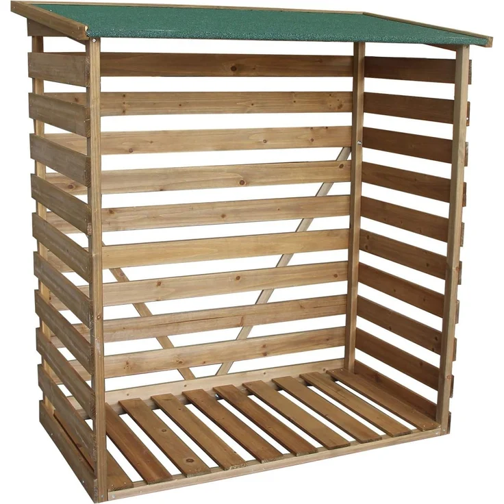 MCombo Kaminholzregal Brennholzregal Kaminholzunterstand 1200, mit Rückwand, aus Holz, Braun, 64 x 116 x 123 cm – Bild 1