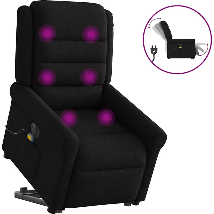 vidaXL Elektrischer Massagesessel mit Aufstehhilfe Schwarz Stoff 3303346 – Bild 1