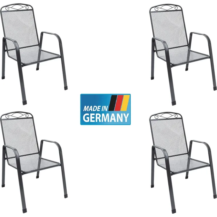 MFG ZINGST 4x Stapelsessel aus Streckmetall Gartenstuhl stapelbar
