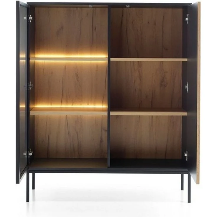 Compleo Vitrine LINO mit gerifflete Front, Loft stil, 2 Türen – Bild 3