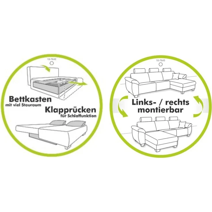 Ecksofa Schlaffunktion Couch mit Rutschenlehne Bettkasten Cord Dunkelgrau – Bild 6