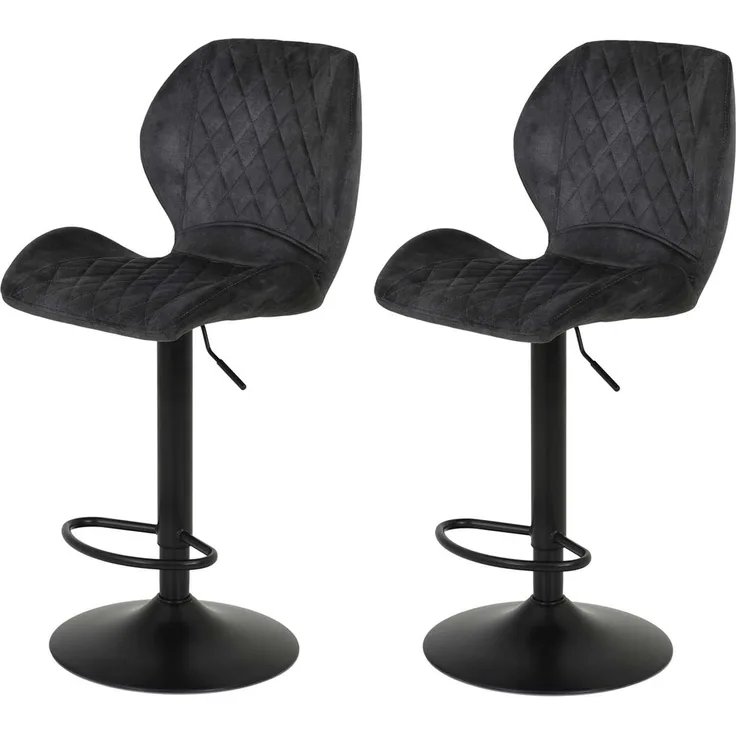 2er Set Barhocker Laila - Samt Anthrazit