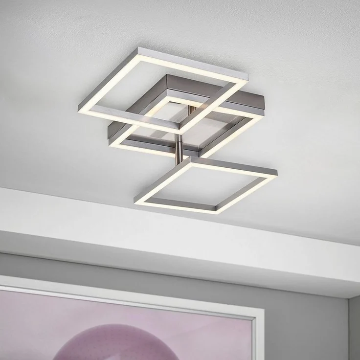 MeLiTec LED Deckenleuchte D119, warmweiß, LED Deckenleuchte Rahmen Leuchte Wand Deckenleuchte nickel matt – Bild 3