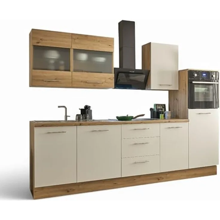 Bega BBK Küchenblock mit E-Geräten CAPRI - Küche in Weiß-Artisan Eiche