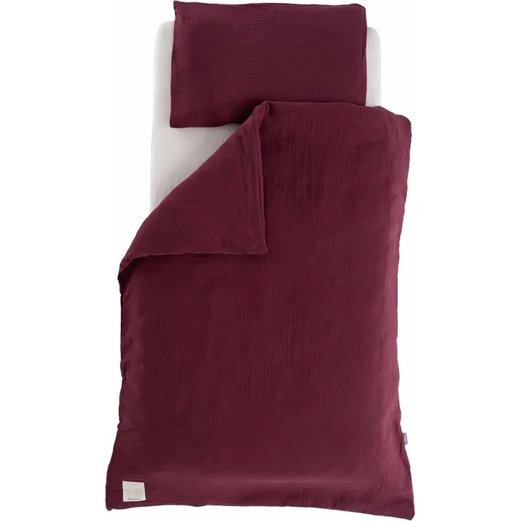 Träumeland Bettwäsche Baumwollmusselin beerenrot 100/135 + 40/60 cm