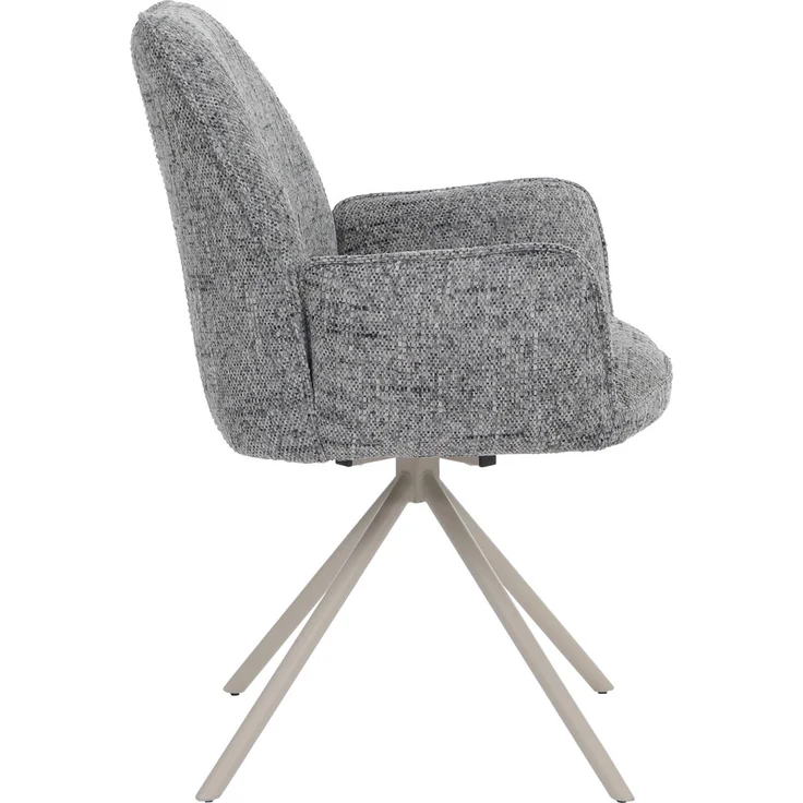 6er-Set Esszimmerstuhl HWC-G67, drehbar Auto-Position Metall Chenille (410g/m²) ~ Gestell creme, hellgrau – Bild 8