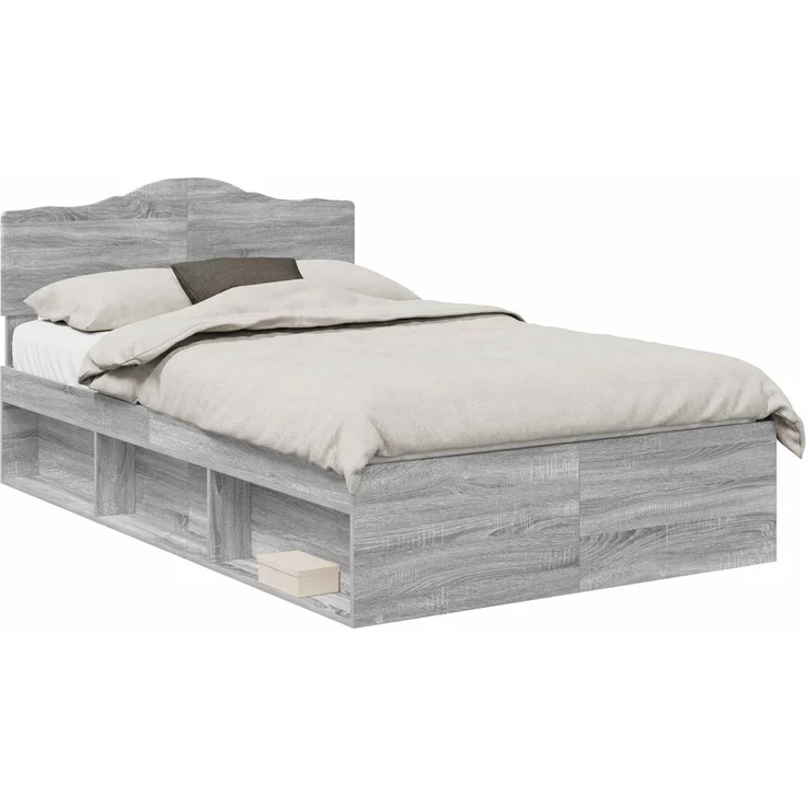 vidaXL Bettrahmen Graues Sonoma 120 x 190 cm Massives Kiefernholz 3412930 – Bild 1